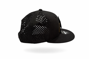 Baseball Rake Snapback Hat (Black - Flat Bill)