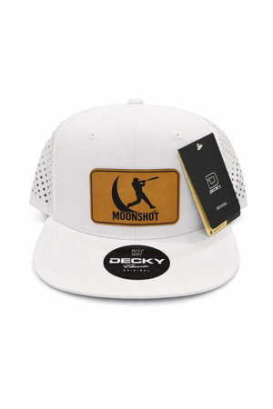 Baseball Moonshot Snapback Hat (White - Flat Bill)