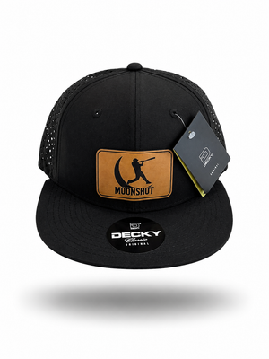 Baseball Moonshot Snapback Hat (Black - Flat Bill)