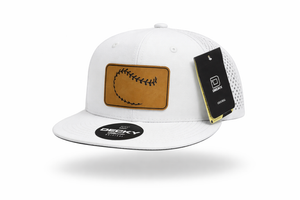Baseball Stitching Snapback Hat (White - Flat Bill)