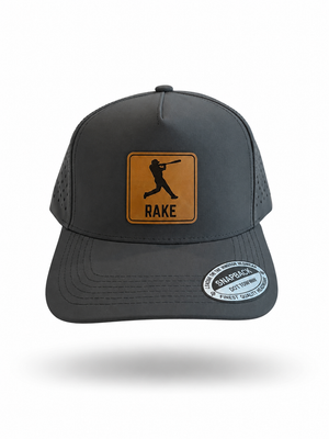Baseball Rake Snapback Hat (Grey - Curved Bill)