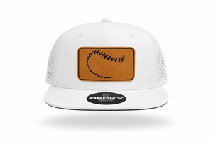 Baseball Stitching Snapback Hat (White - Flat Bill)