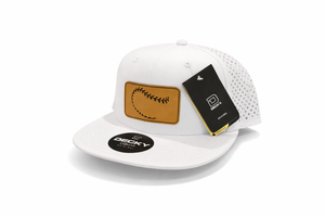 Baseball Stitching Snapback Hat (White - Flat Bill)