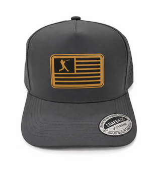 Baseball Flag Snapback Hat (Grey - Curved Bill)